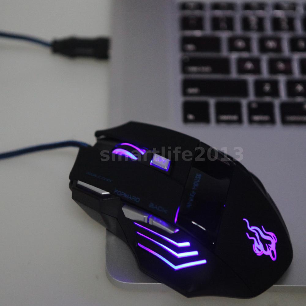 5500 dpi 7 button led optical usb wired gaming mouse mice for pc gamer firm